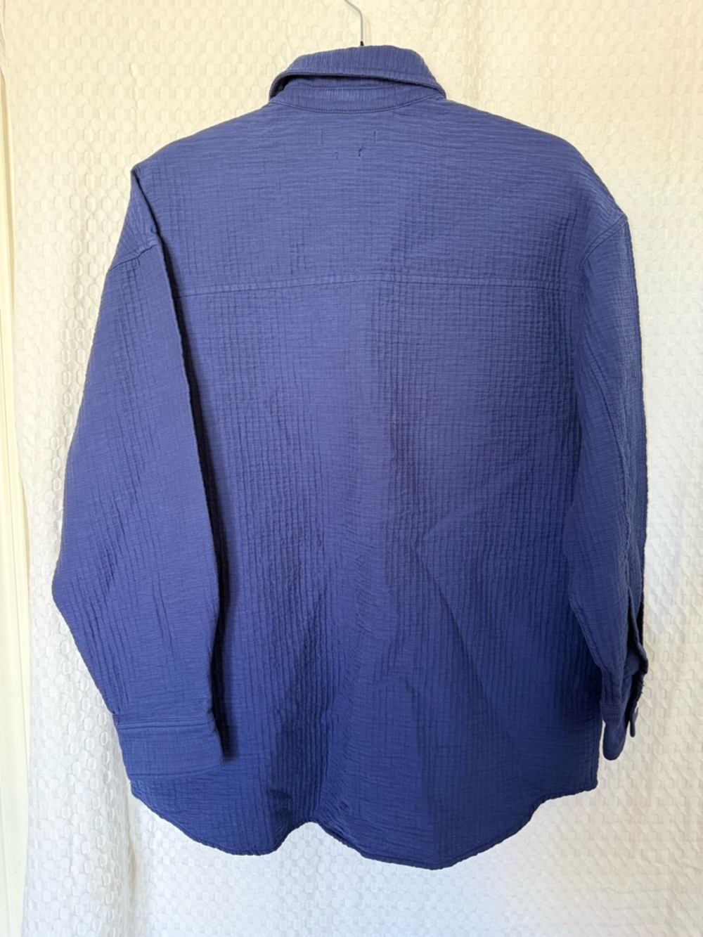 Madewell Oversized Button Front Shirt Jacket M Blue Gauze Utility Shacket - Picture 3 of 5